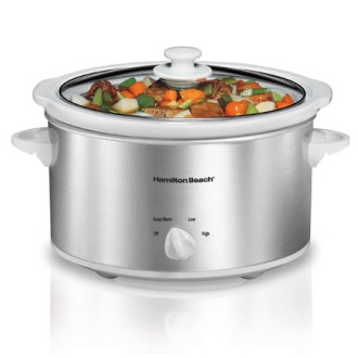 Hamilton Beach 4qt Slow Cooker, White/Silver
