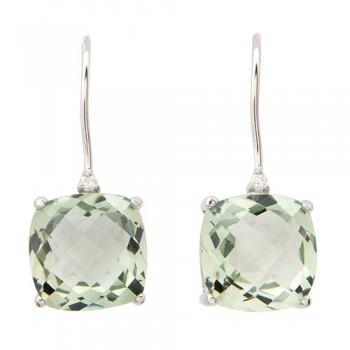 Jilco Green Amethyst and Diamond Earrings