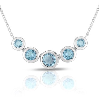Jilco 5 Blue Topaz Sterling Silver Necklace