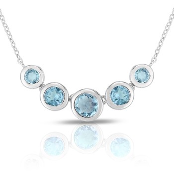 Jilco 5 Blue Topaz Sterling Silver Necklace