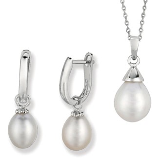 Jilco Pearl Teardrop Earring & Necklace Set
