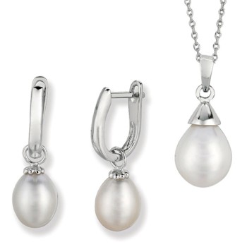 Jilco Pearl Teardrop Earring & Necklace Set