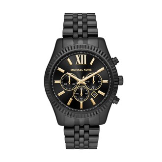 Michael Kors Men's Lexington Blk Ion-Plated Stainless Steel Watch, Blk Dial